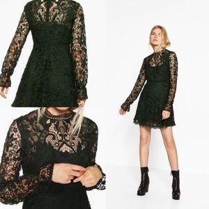 Zara Forest Green Lace Dress
